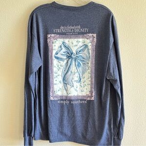 NWT Simply Southern Women's Heather Blue Long Sleeve Tee Size Large
